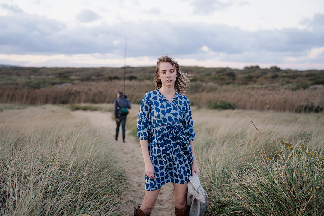 Handblock Print Dress - Indigo Cotton Dress