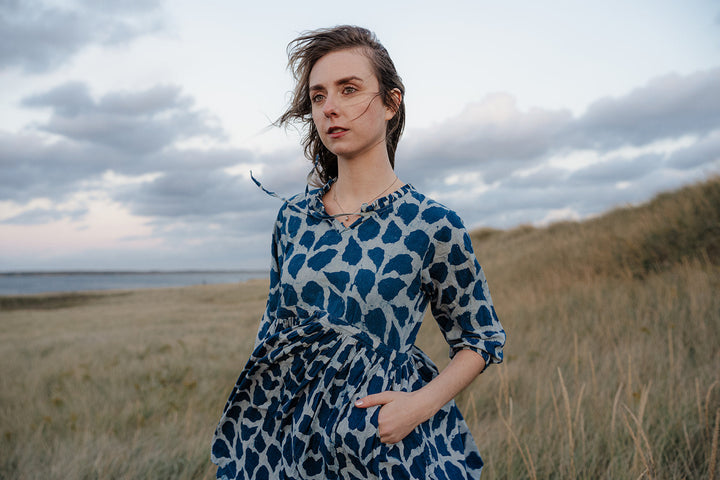 Handblock Print Dress - Indigo Cotton Dress