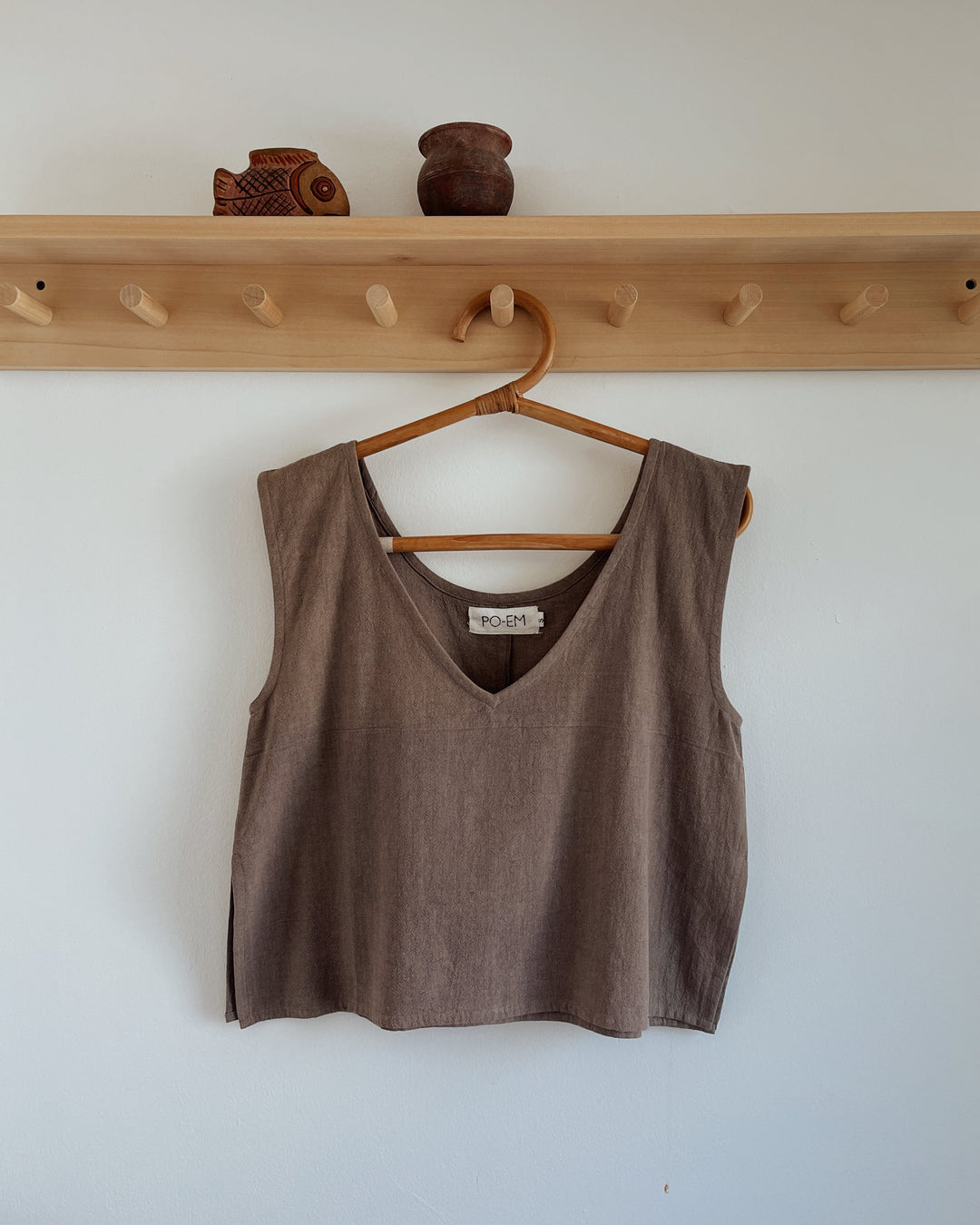 Handloom Blouse Tank Top in Bark-Brown