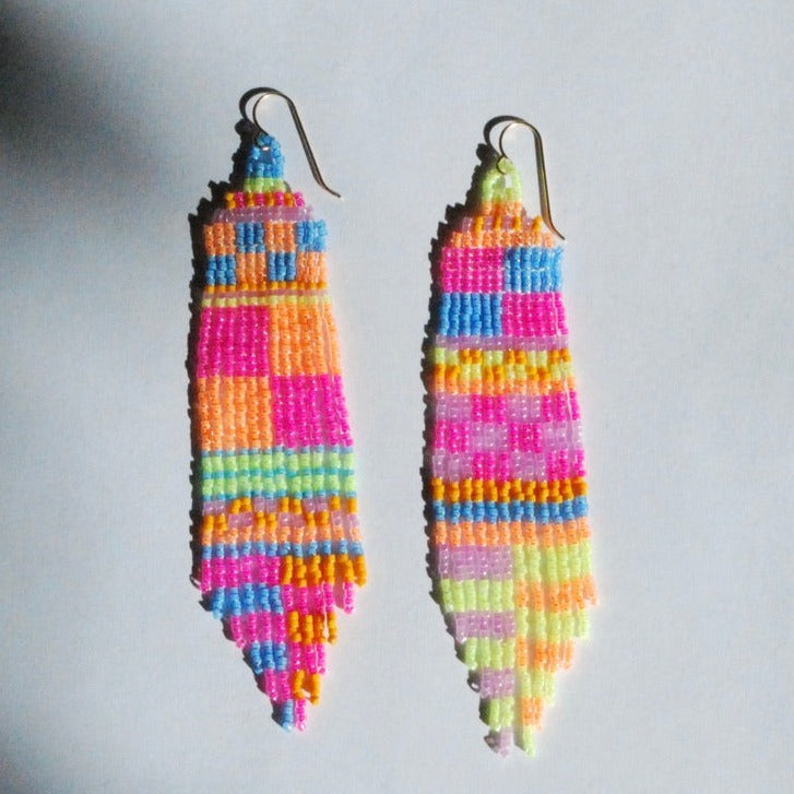 Quilted Beaded Earrings (3 Colorways)