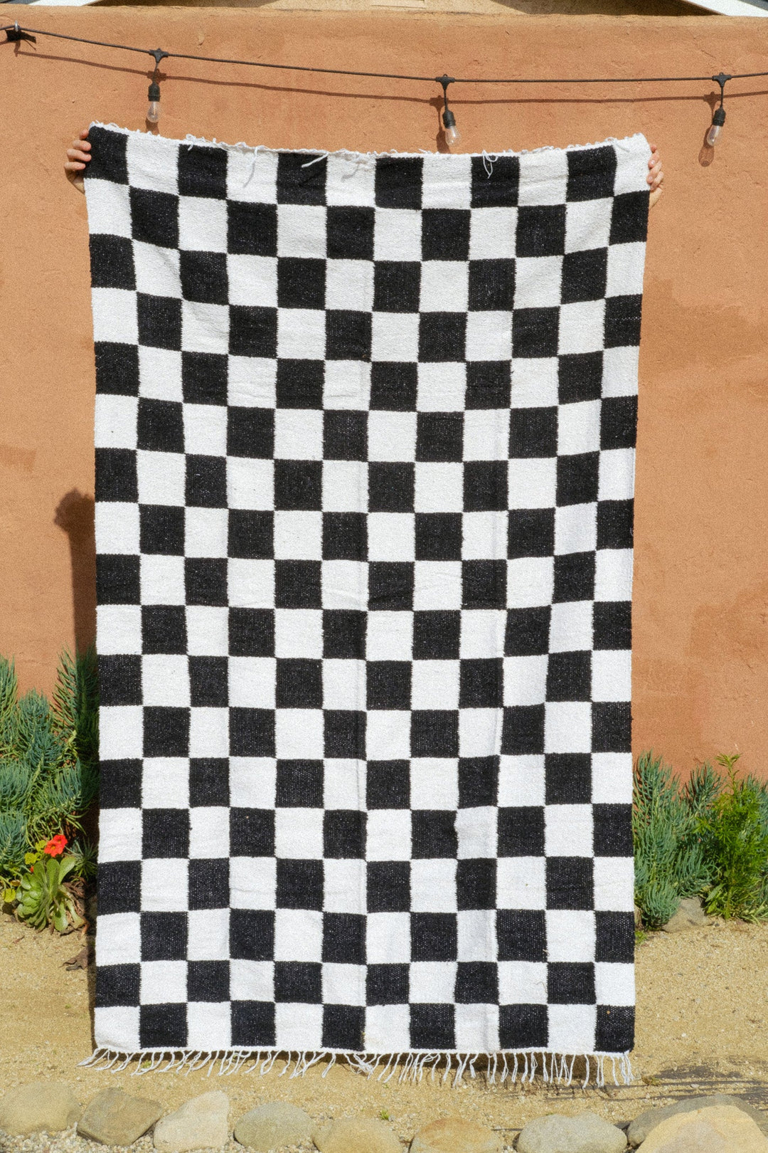 Black & White Checkered Handwoven Blanket