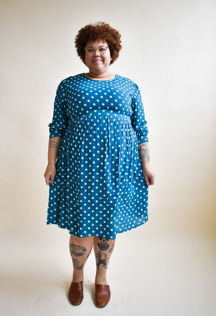 Monique Dress in Ultra Teal Dot