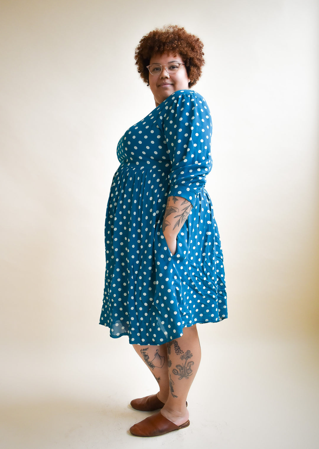 Monique Dress in Ultra Teal Dot