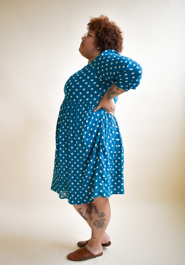 Monique Dress in Ultra Teal Dot