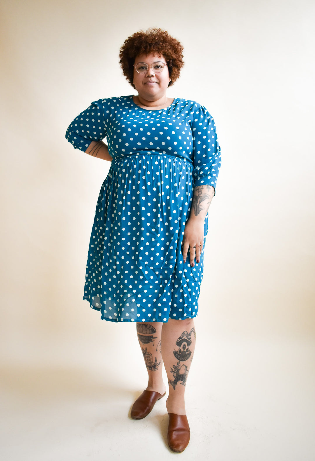 Monique Dress in Ultra Teal Dot