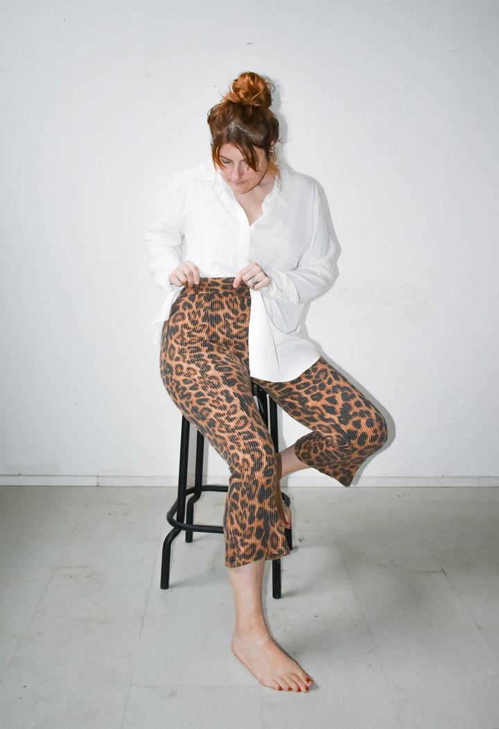 Doppel Pant in Leopard Rib