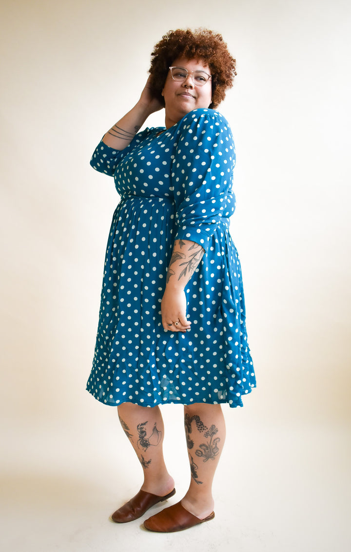 Monique Dress in Ultra Teal Dot