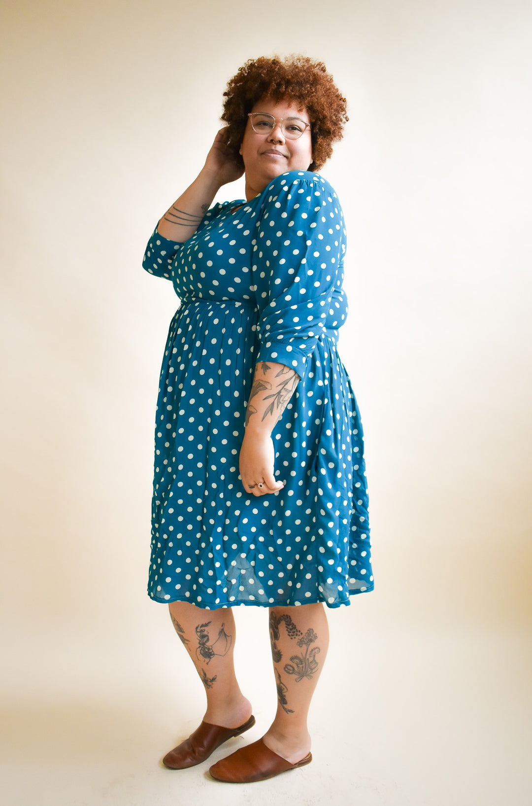 Monique Dress in Ultra Teal Dot