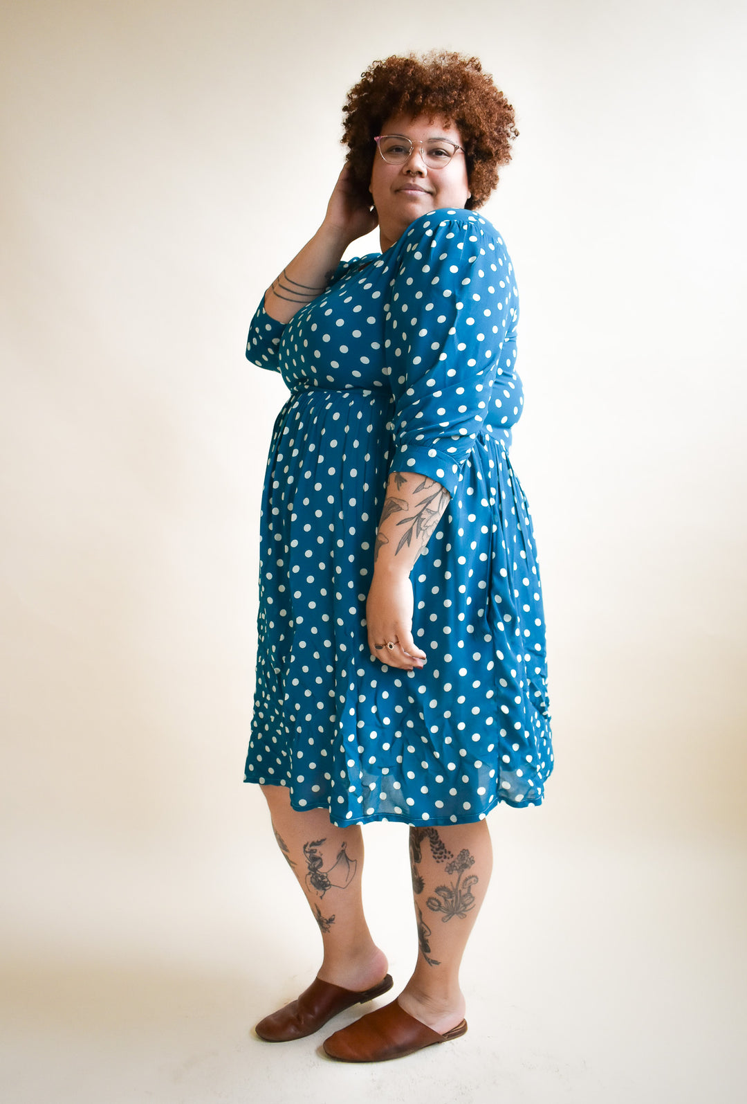 Monique Dress in Ultra Teal Dot