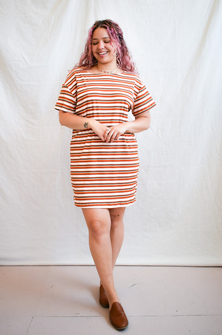 Sammy T-Shirt Dress in 70s Retro Stripe