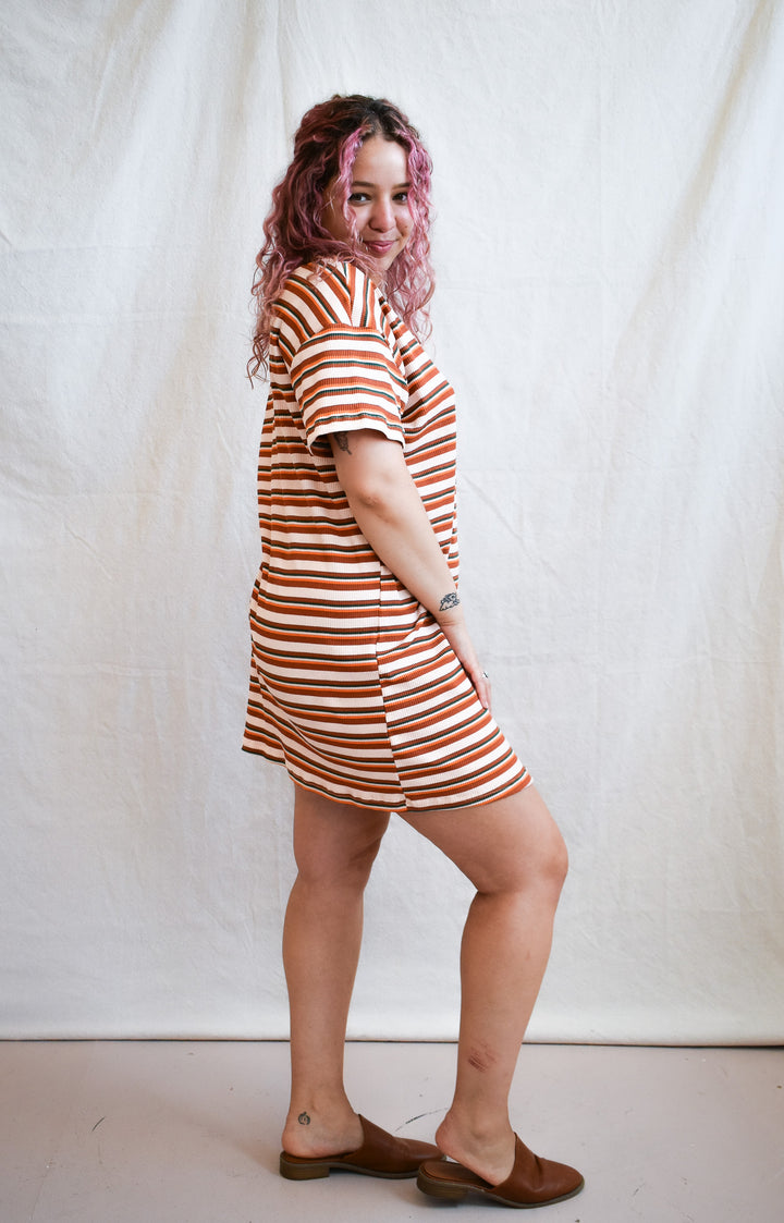 Sammy T-Shirt Dress in 70s Retro Stripe