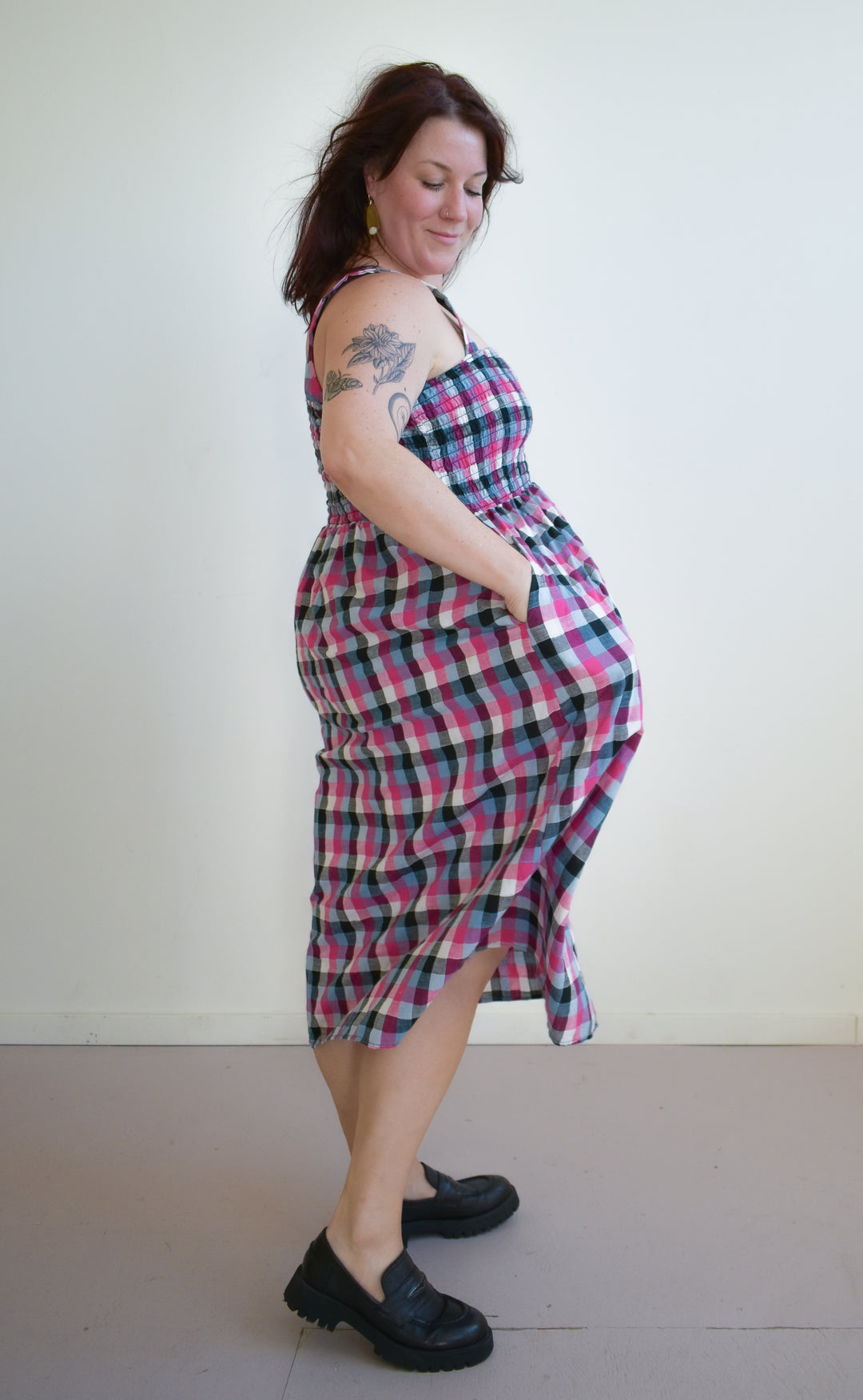 Leah in Hydrangea Checker