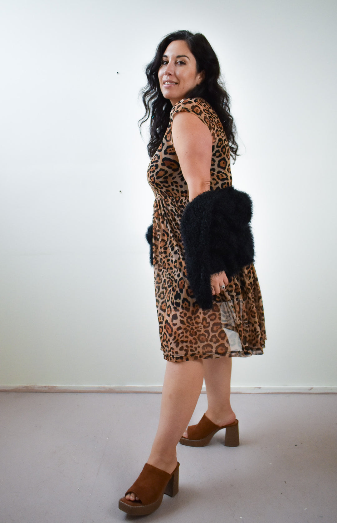 Florence Dress in Leopard Powermesh