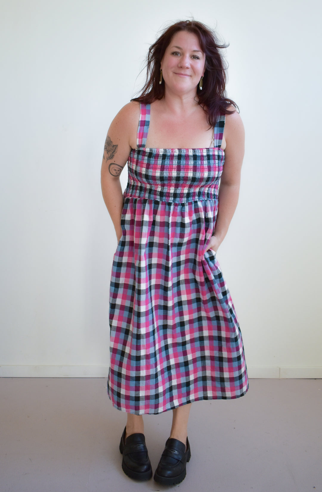 Leah in Hydrangea Checker