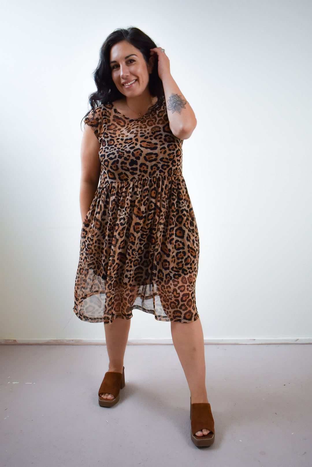 Florence Dress in Leopard Powermesh