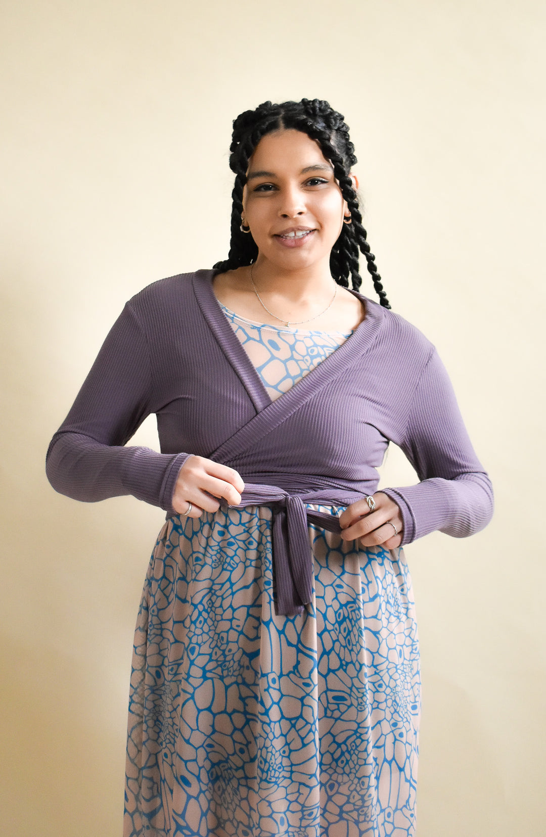 Rowan Wrap Knit Top in Thistle