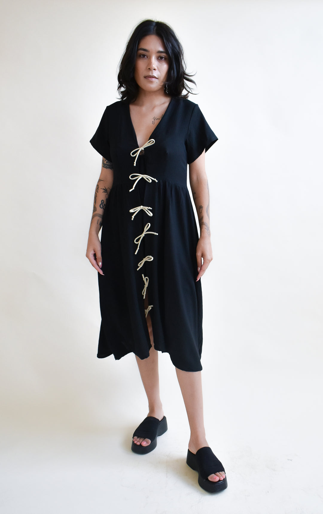 Sylvie Tie Dress in Onyx