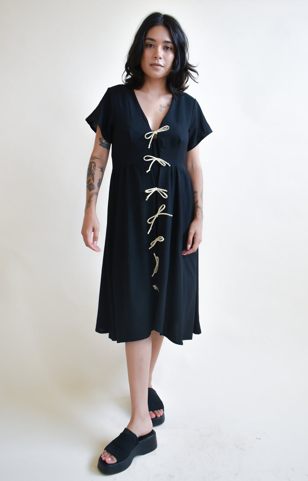 Sylvie Tie Dress in Onyx