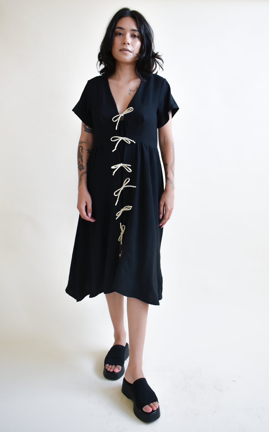 Sylvie Tie Dress in Onyx