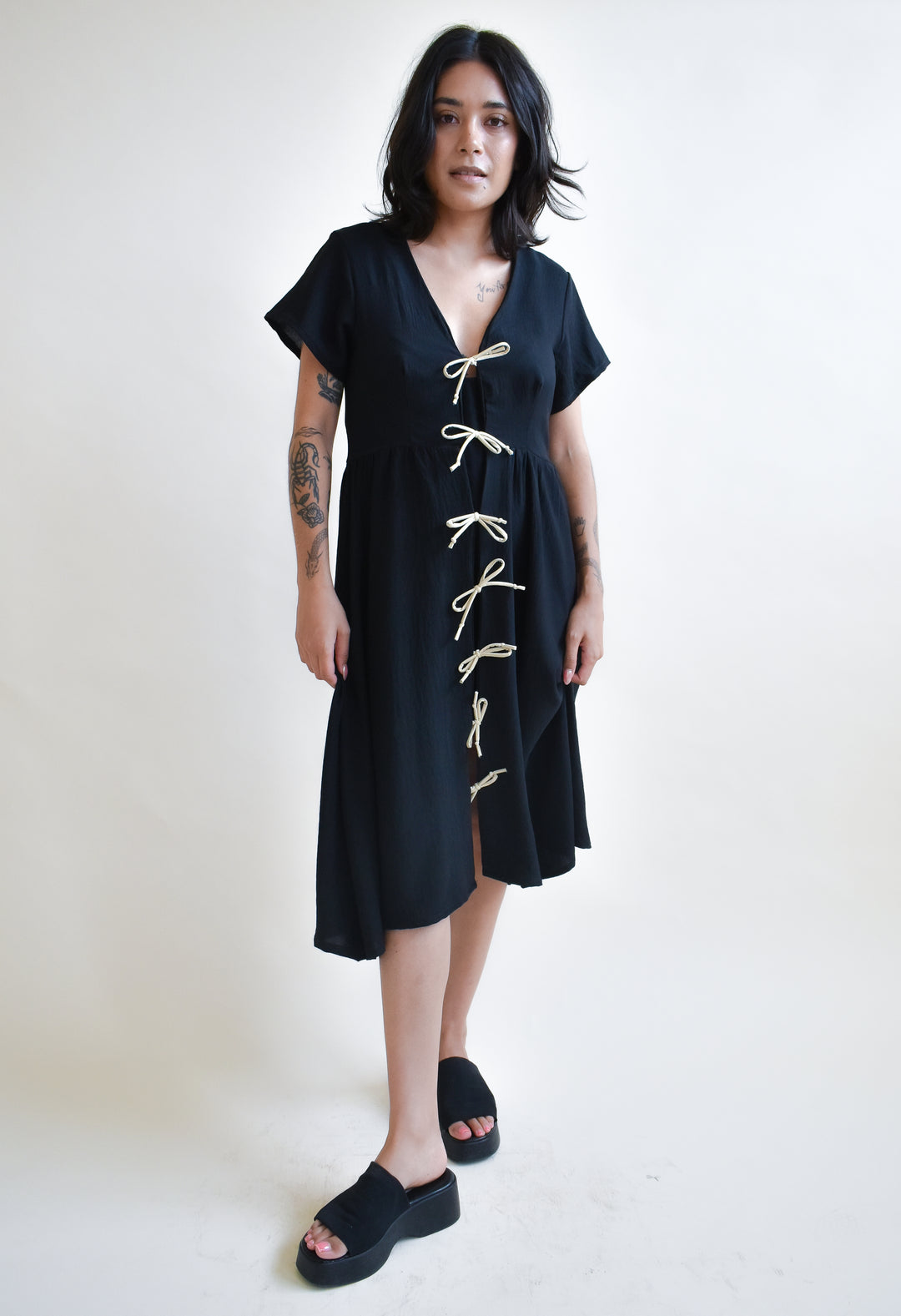 Sylvie Tie Dress in Onyx