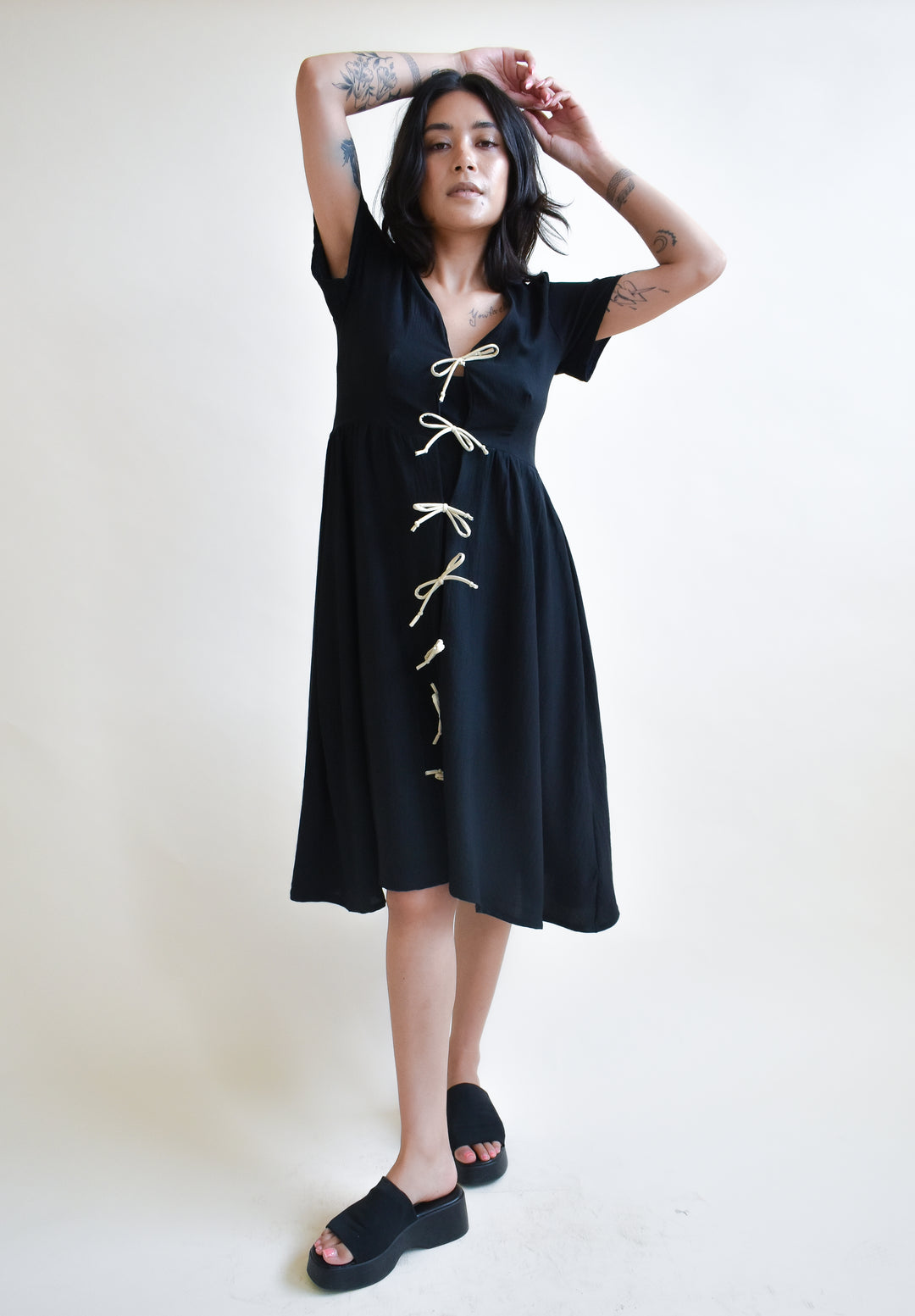 Sylvie Tie Dress in Onyx