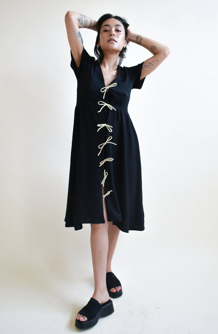 Sylvie Tie Dress in Onyx