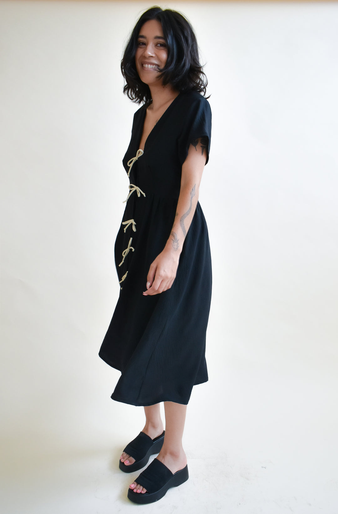 Sylvie Tie Dress in Onyx