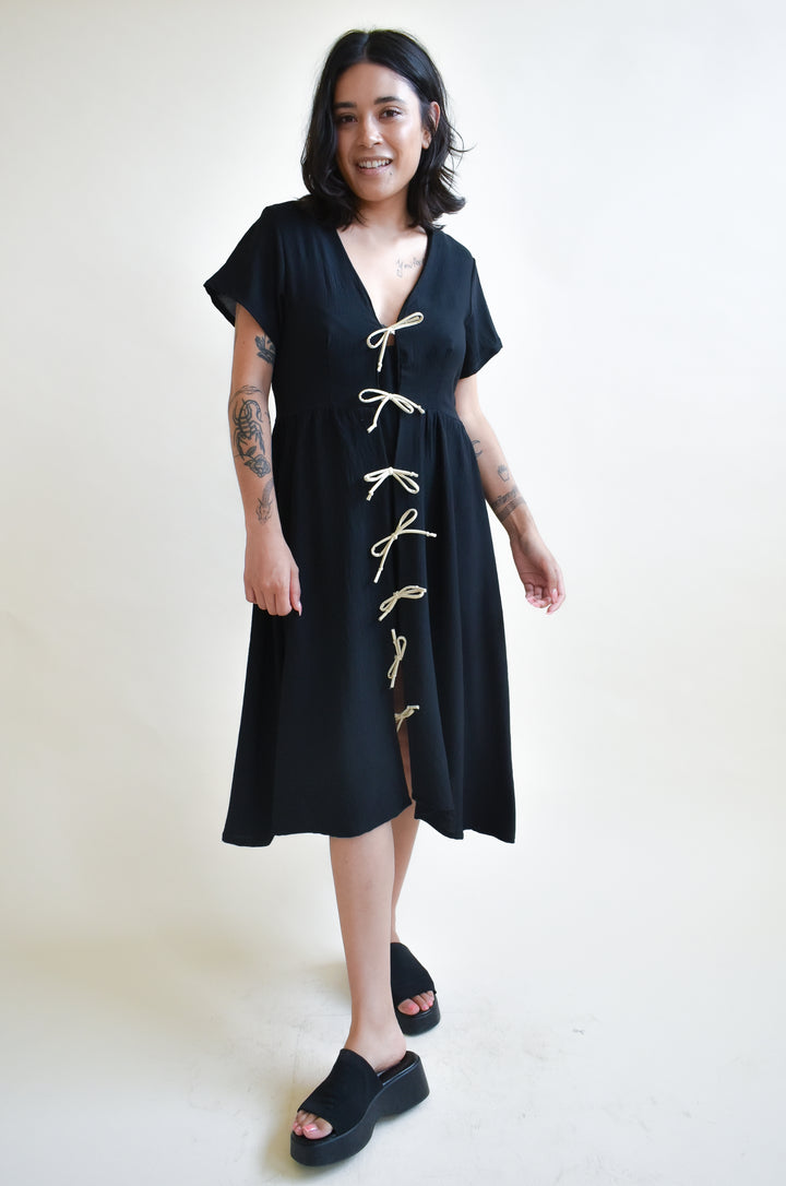 Sylvie Tie Dress in Onyx