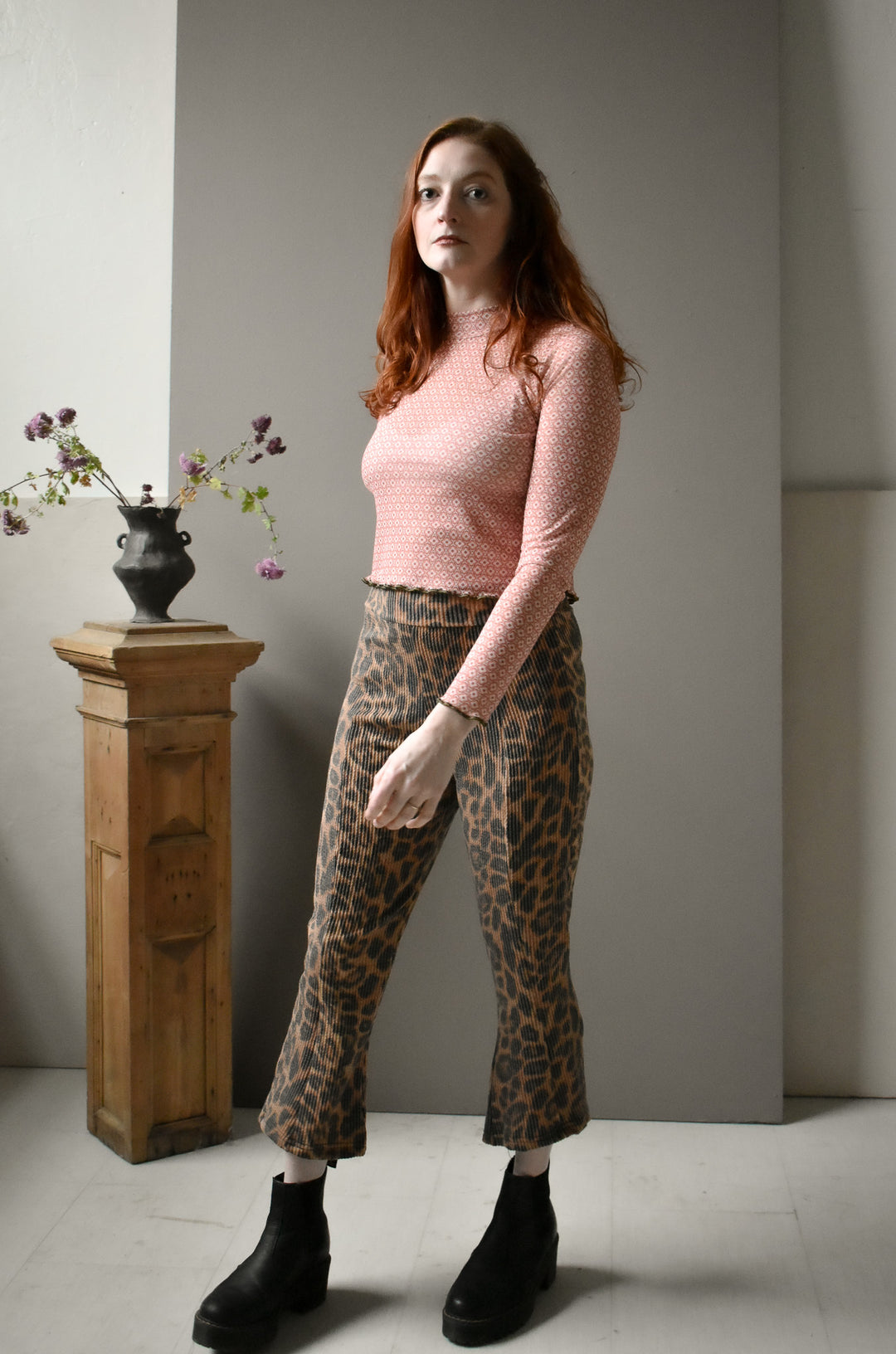 Doppel Pant in Leopard Rib