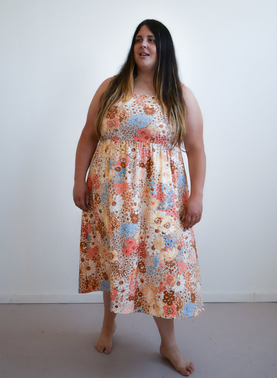 Gwendolyn Dress in 70s Saffron Floral