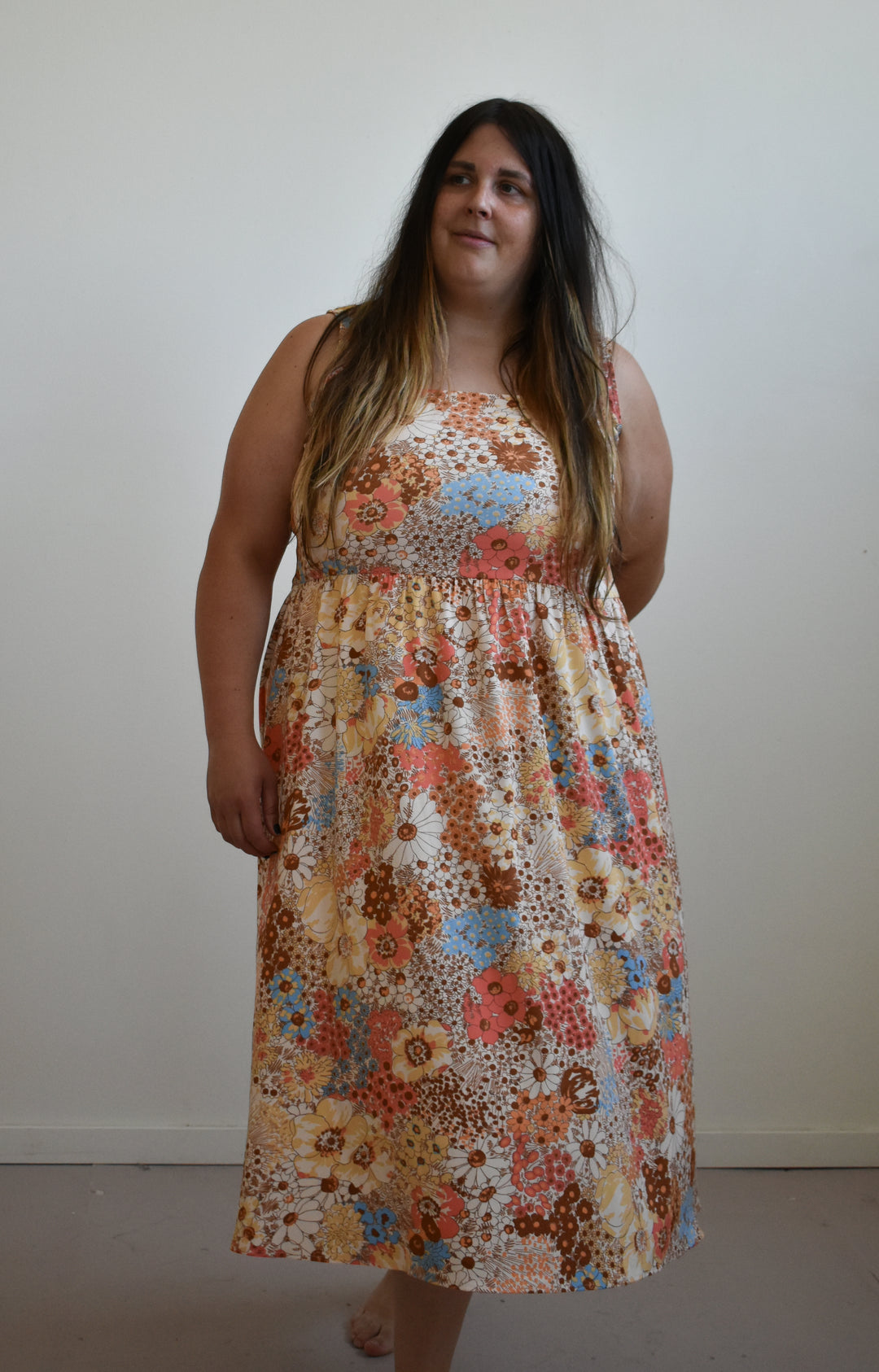 Gwendolyn Dress in 70s Saffron Floral