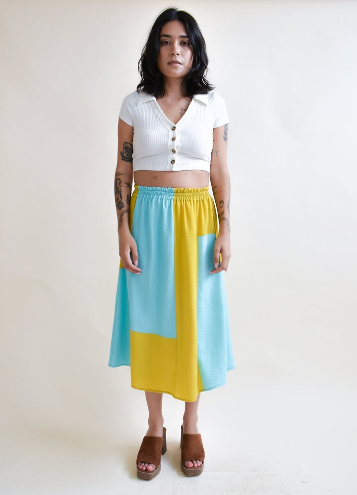 Eva Midi Skirt in Macaw Patchwork