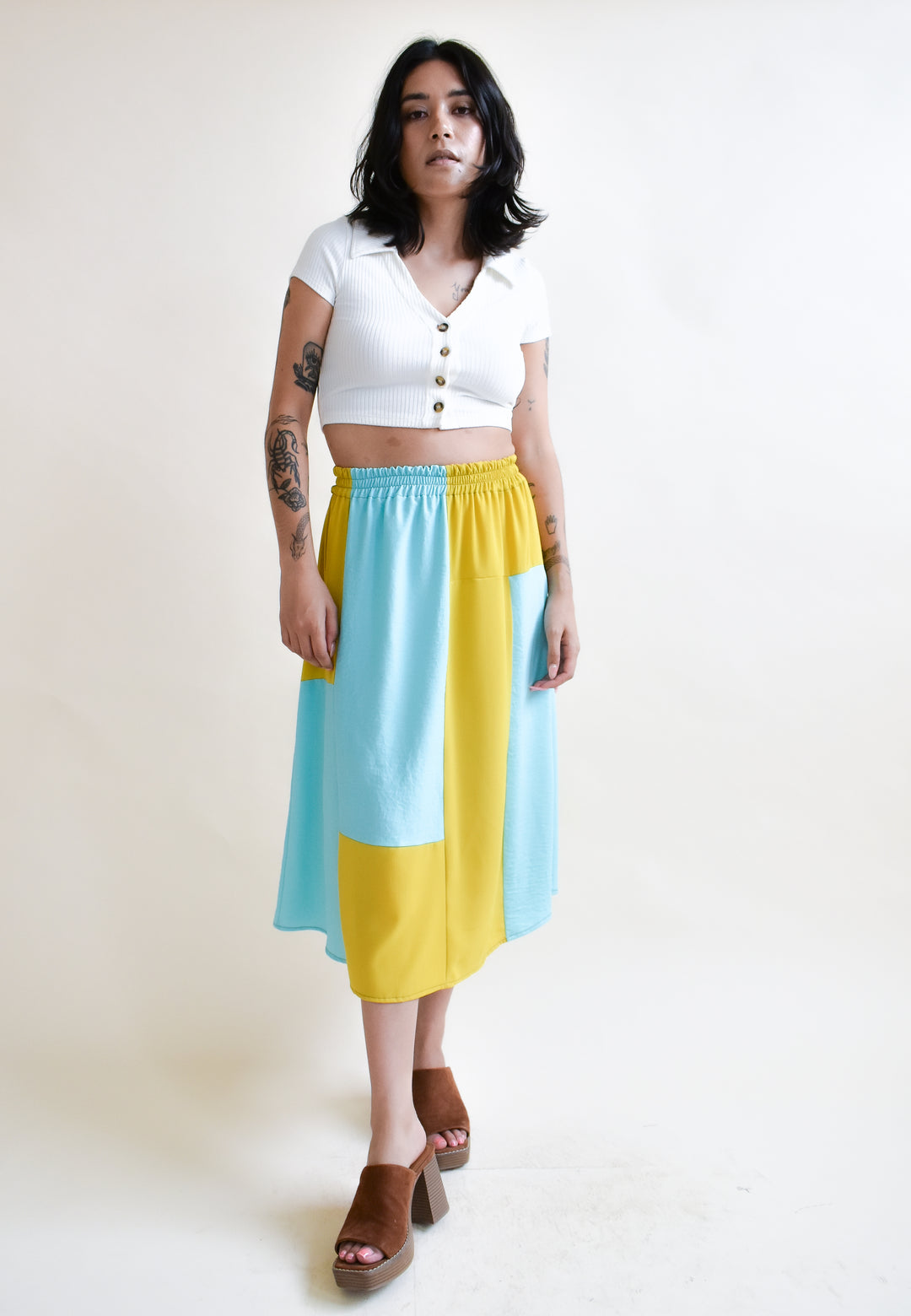 Eva Midi Skirt in Macaw Patchwork