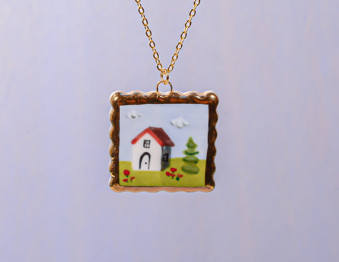 Hillside Villa Painting Necklace