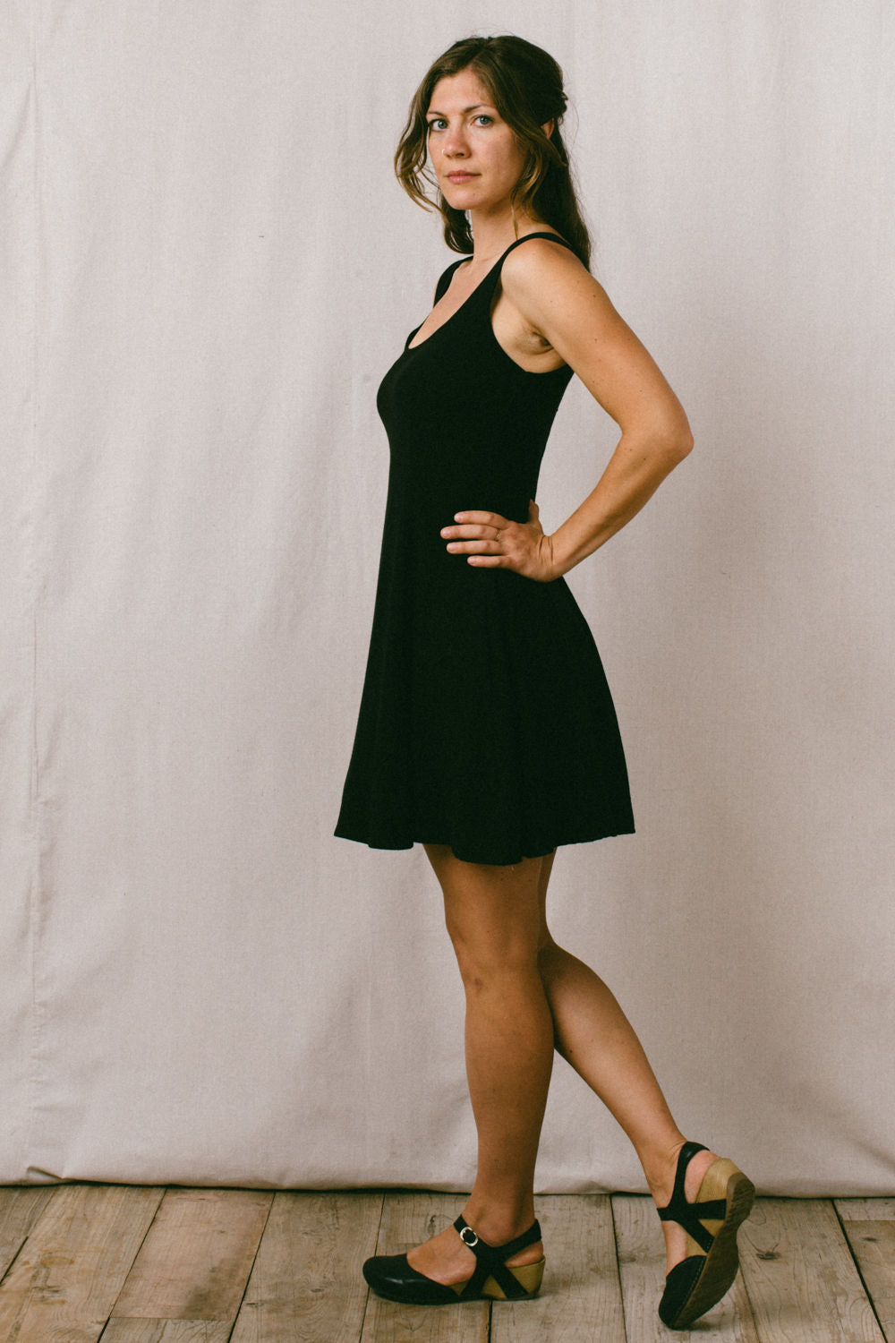 Delana Dress in Black Linen