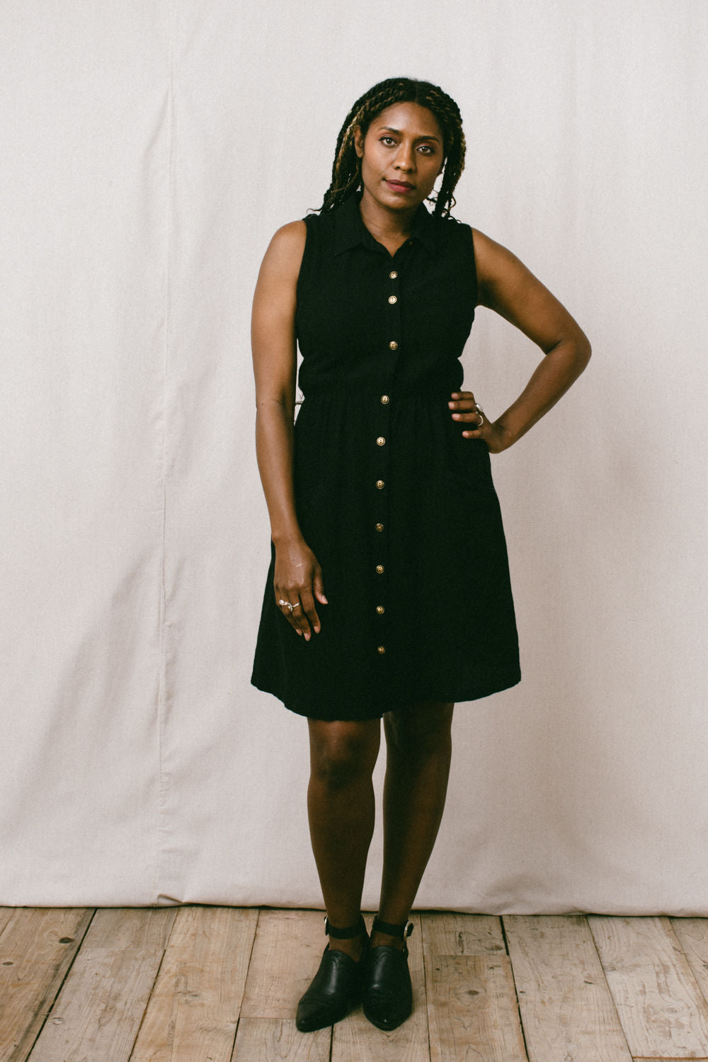 Mona Dress in Black Cotton