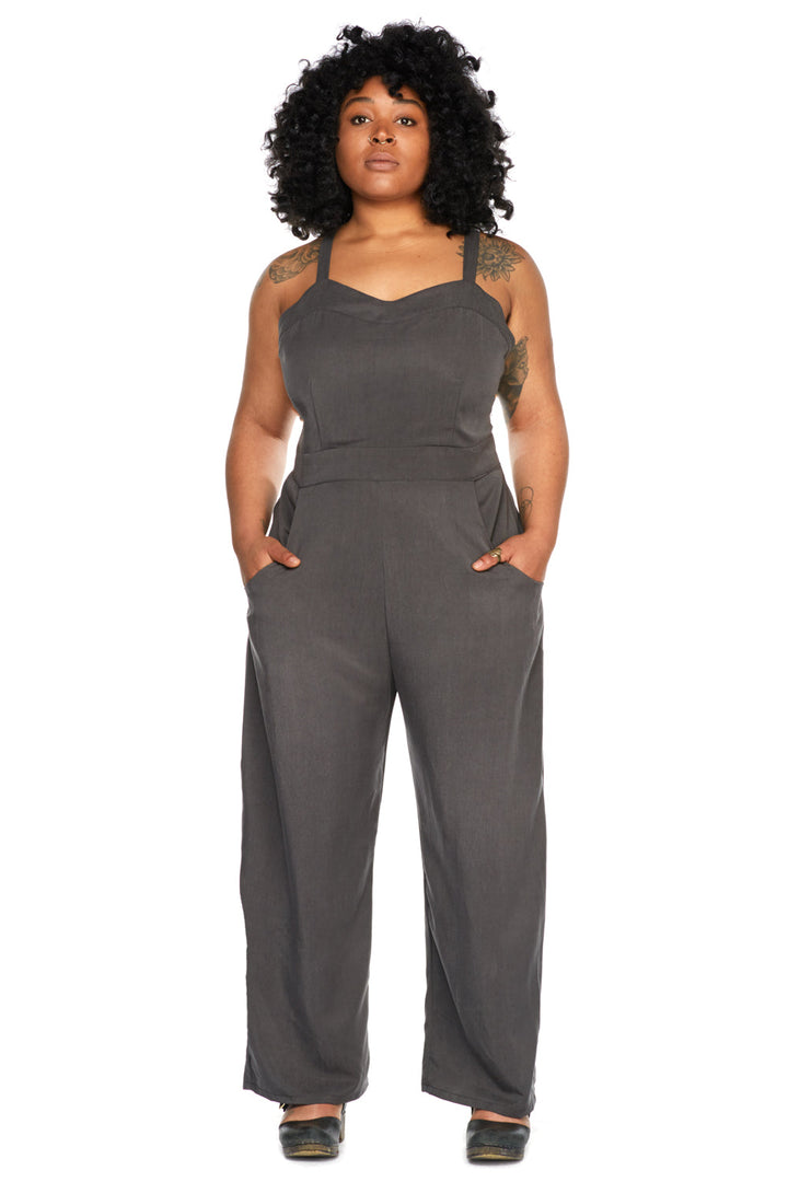 Yolked Juniper Jumpsuit in Olive Tencel