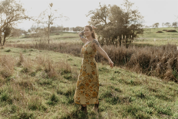 Meadow Dress in Mustard Marigold Linen