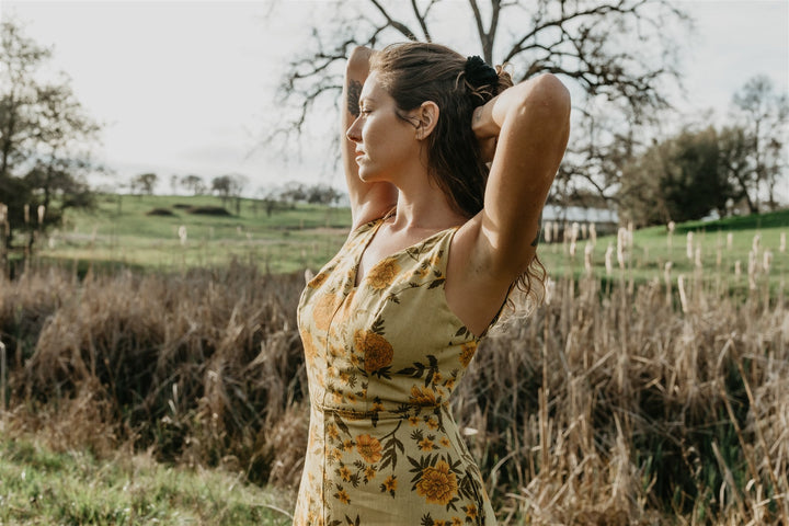 Meadow Dress in Mustard Marigold Linen