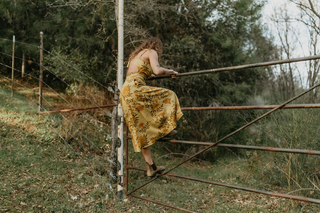 Meadow Dress in Mustard Marigold Linen