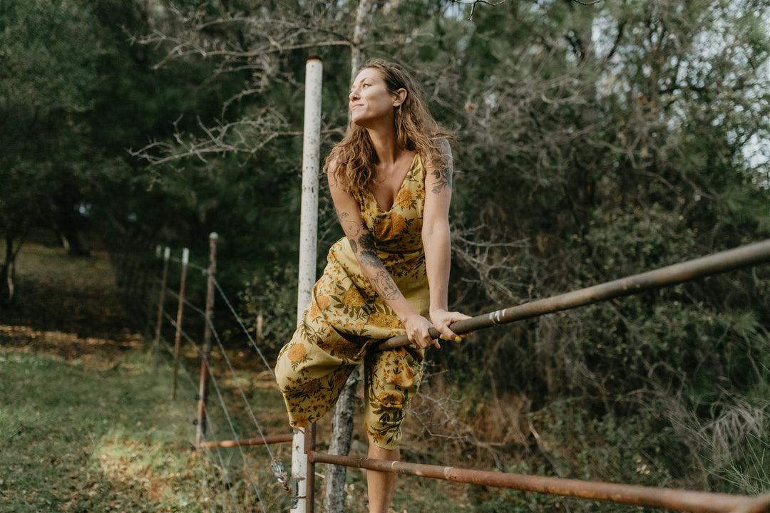 Meadow Dress in Mustard Marigold Linen