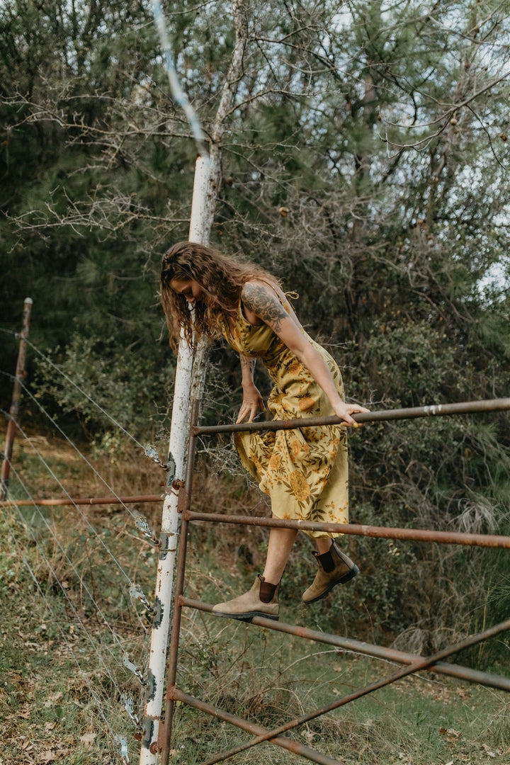 Meadow Dress in Mustard Marigold Linen