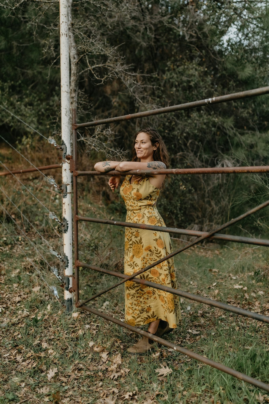 Meadow Dress in Mustard Marigold Linen