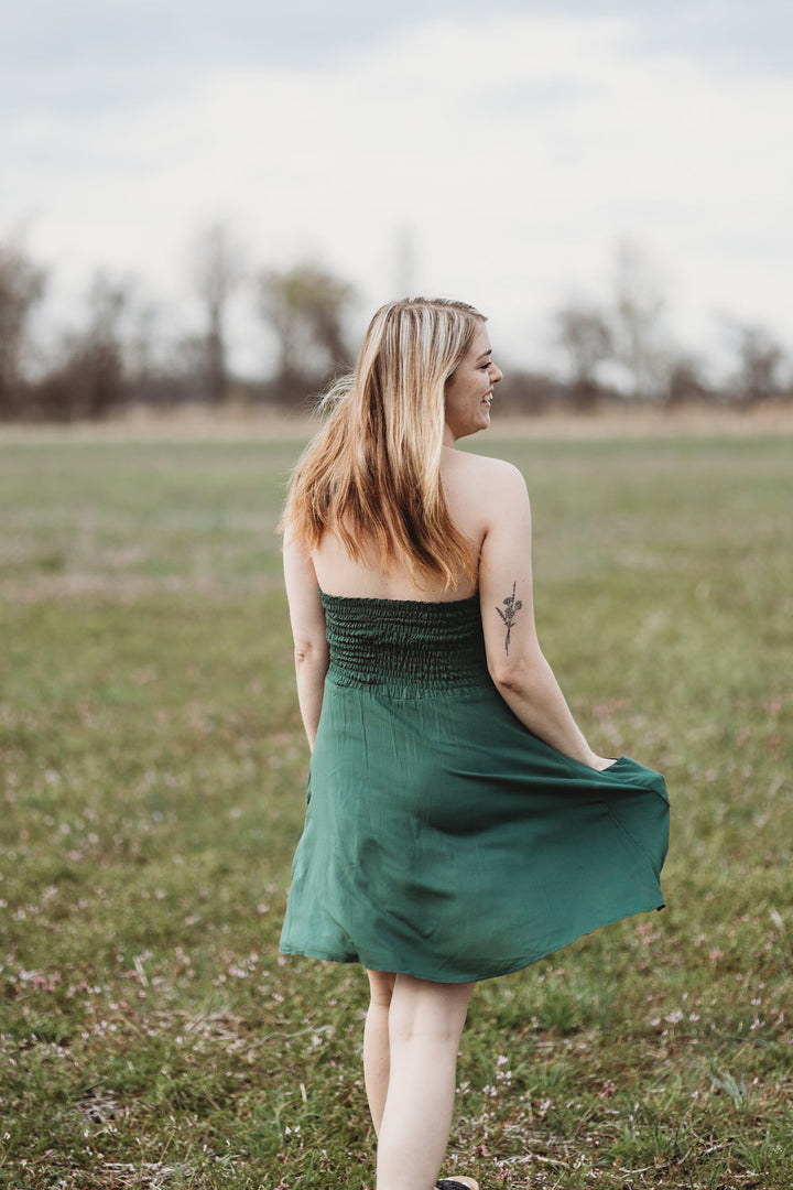 Bedding Dress in Emerald Green Challis