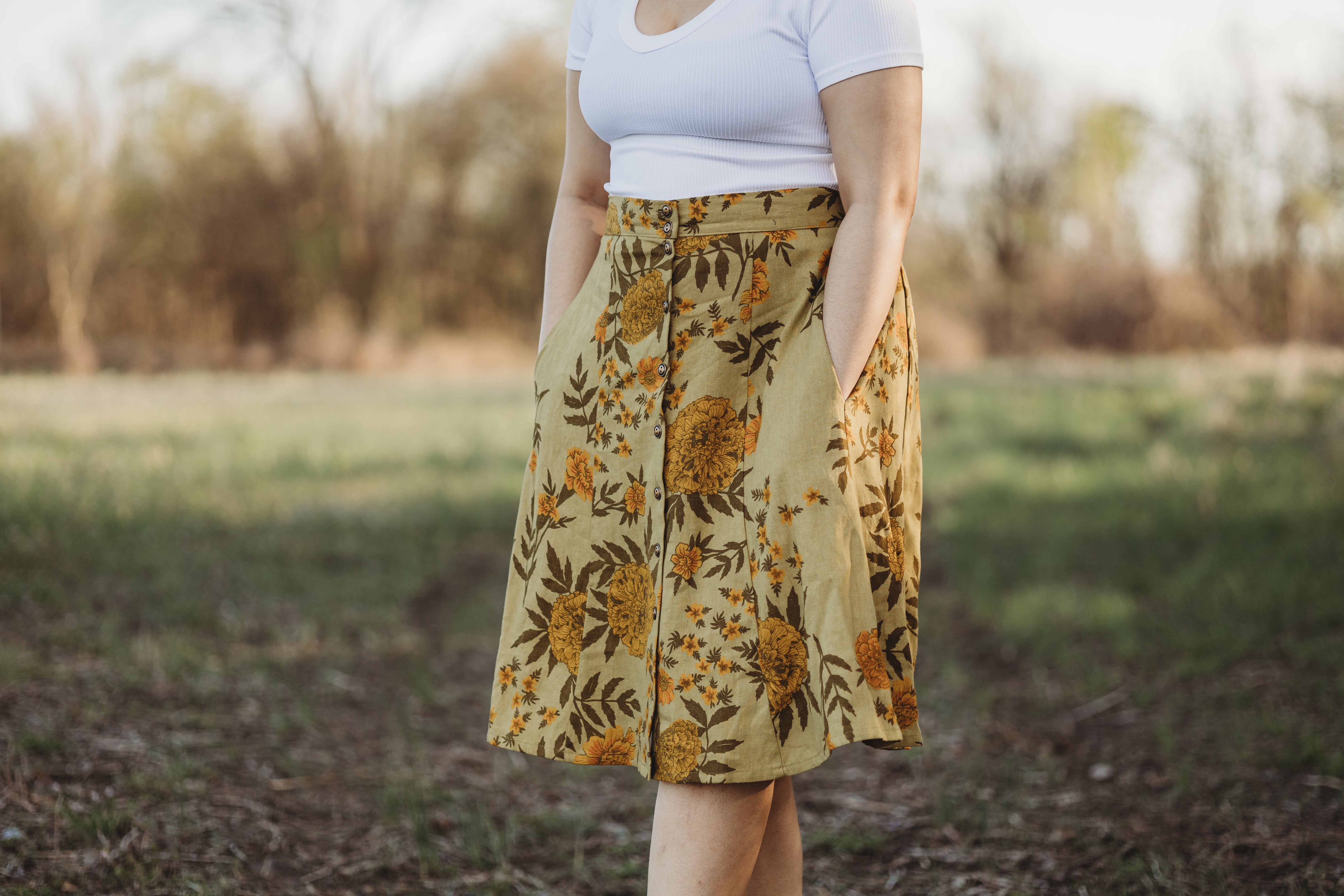 Linen skirt mustard yellow best sale