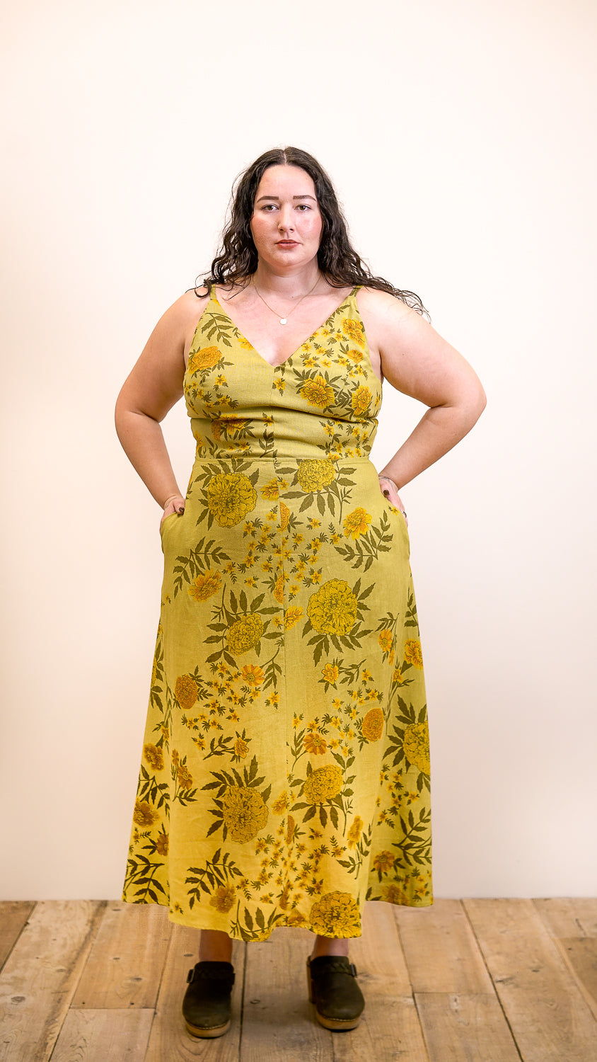 Meadow Dress in Mustard Marigold Linen