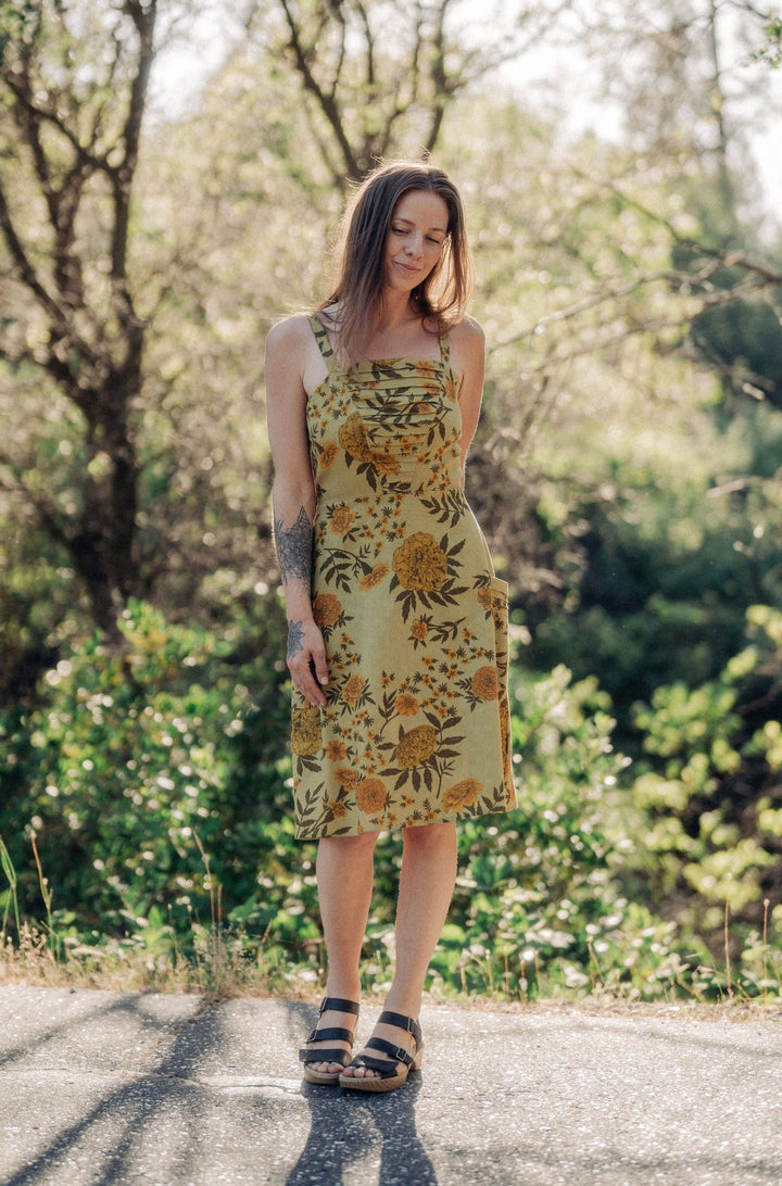 Uriah Dress in Mustard Marigold Linen