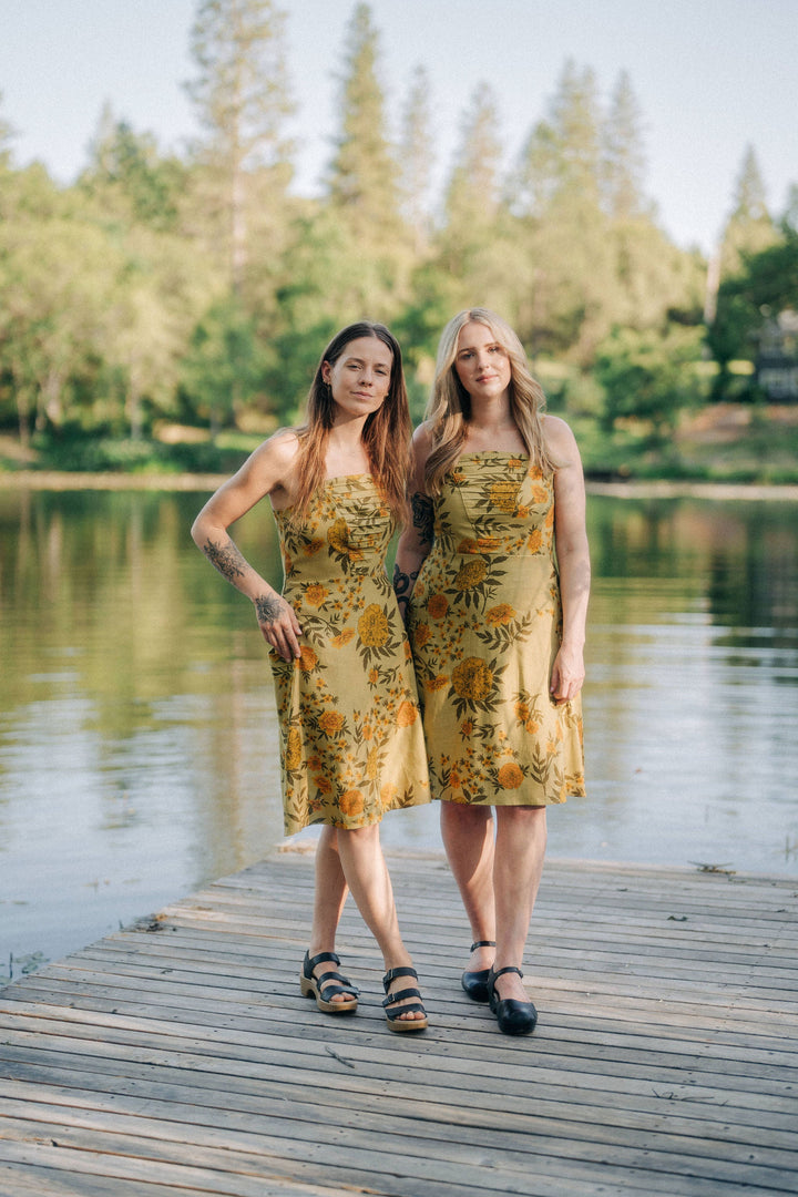 Uriah Dress in Mustard Marigold Linen