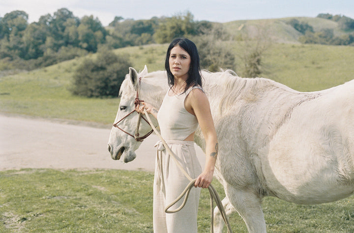 Liberty Jumpsuit in Oat Linen