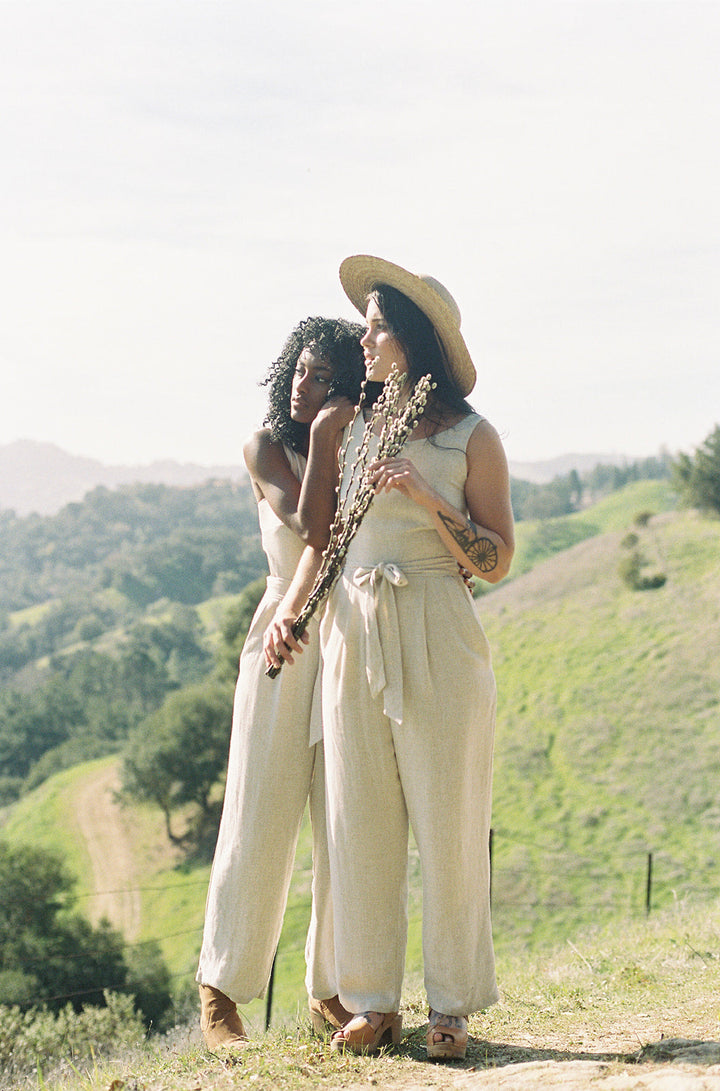 Liberty Jumpsuit in Oat Linen